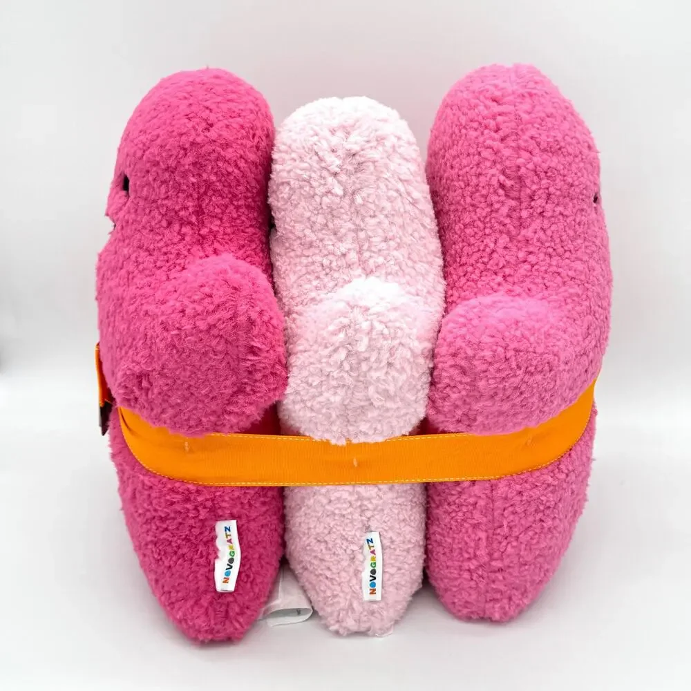 Set of 3 Novogratz Plush Pink Ghost Accent Pillows Halloween Dark & Light NEW
